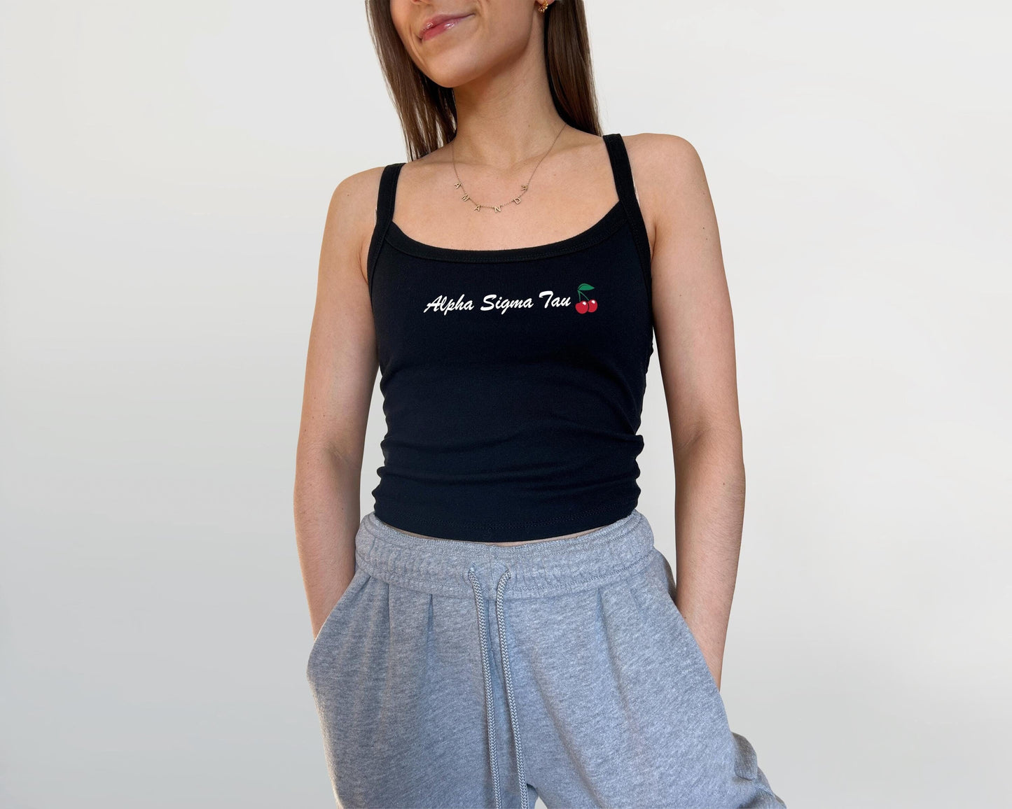 Alpha Sigma Tau Black Cherry Crop Top