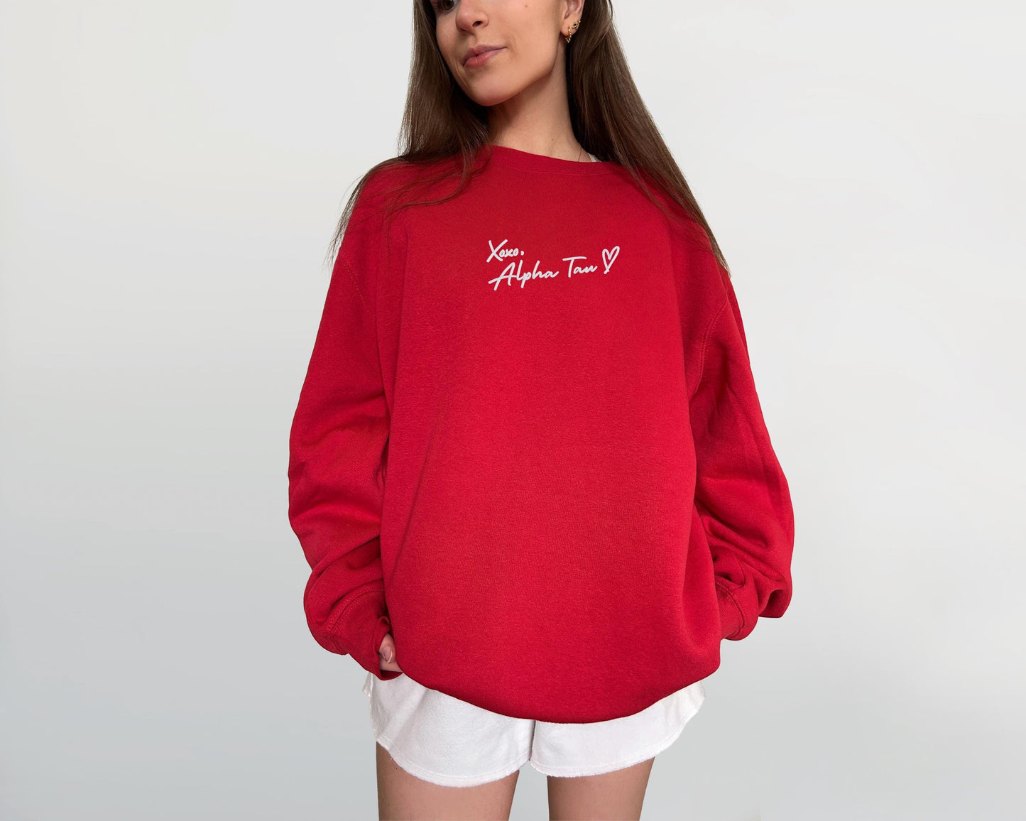 Alpha Sigma Tau XOXO Embroidered Sweatshirt