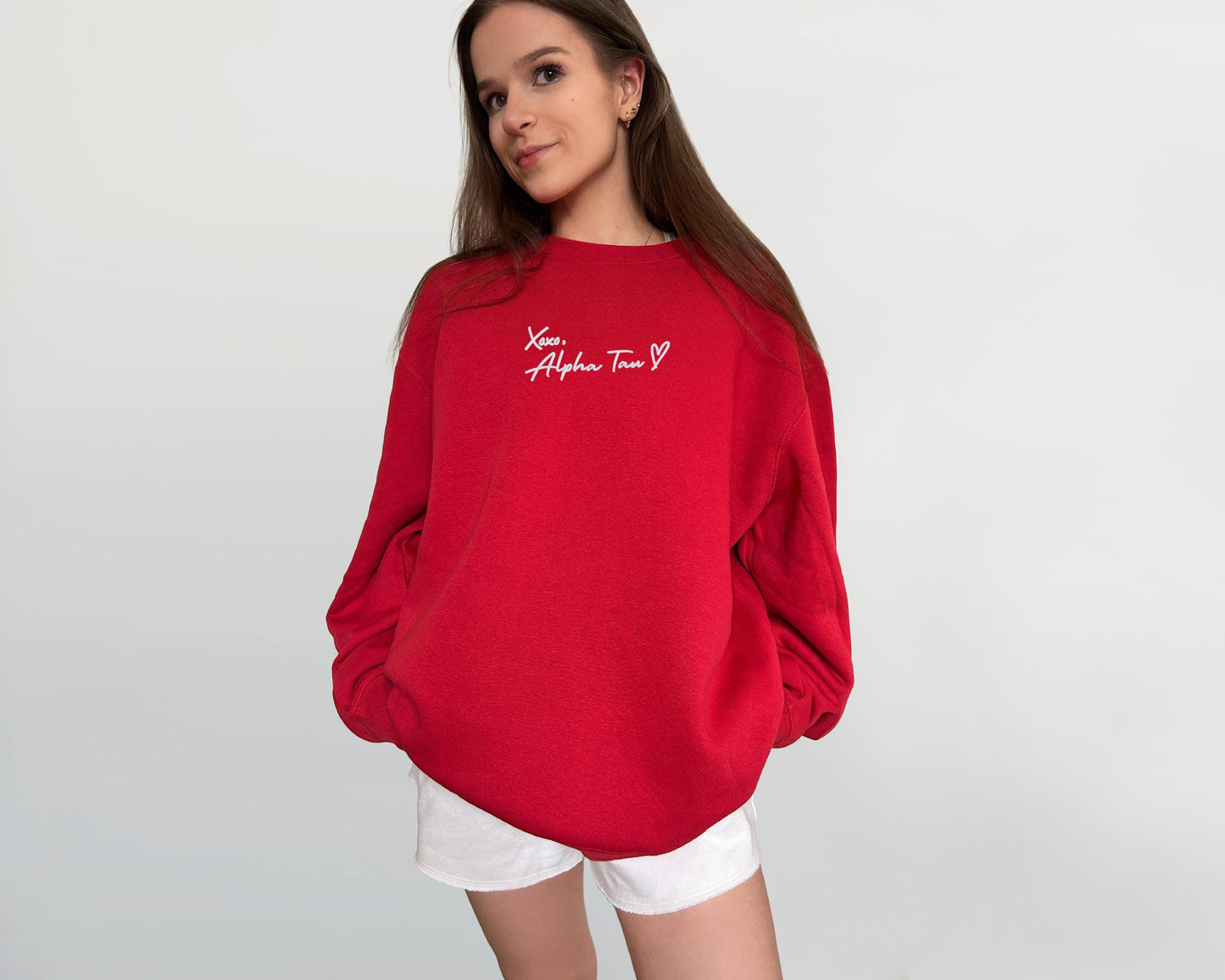 Alpha Sigma Tau XOXO Embroidered Sweatshirt