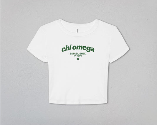 Chi Omega Evergreen Baby Tee