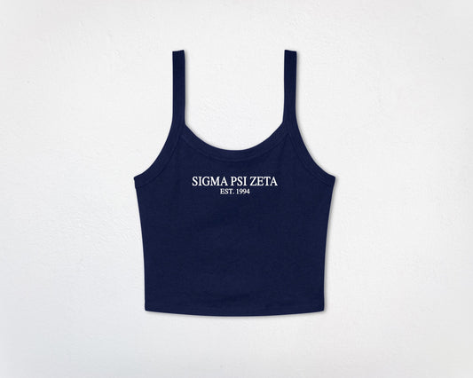 Sigma Psi Zeta Midnight Crop Top | Sorority Merch | Custom Sorority Tank Top