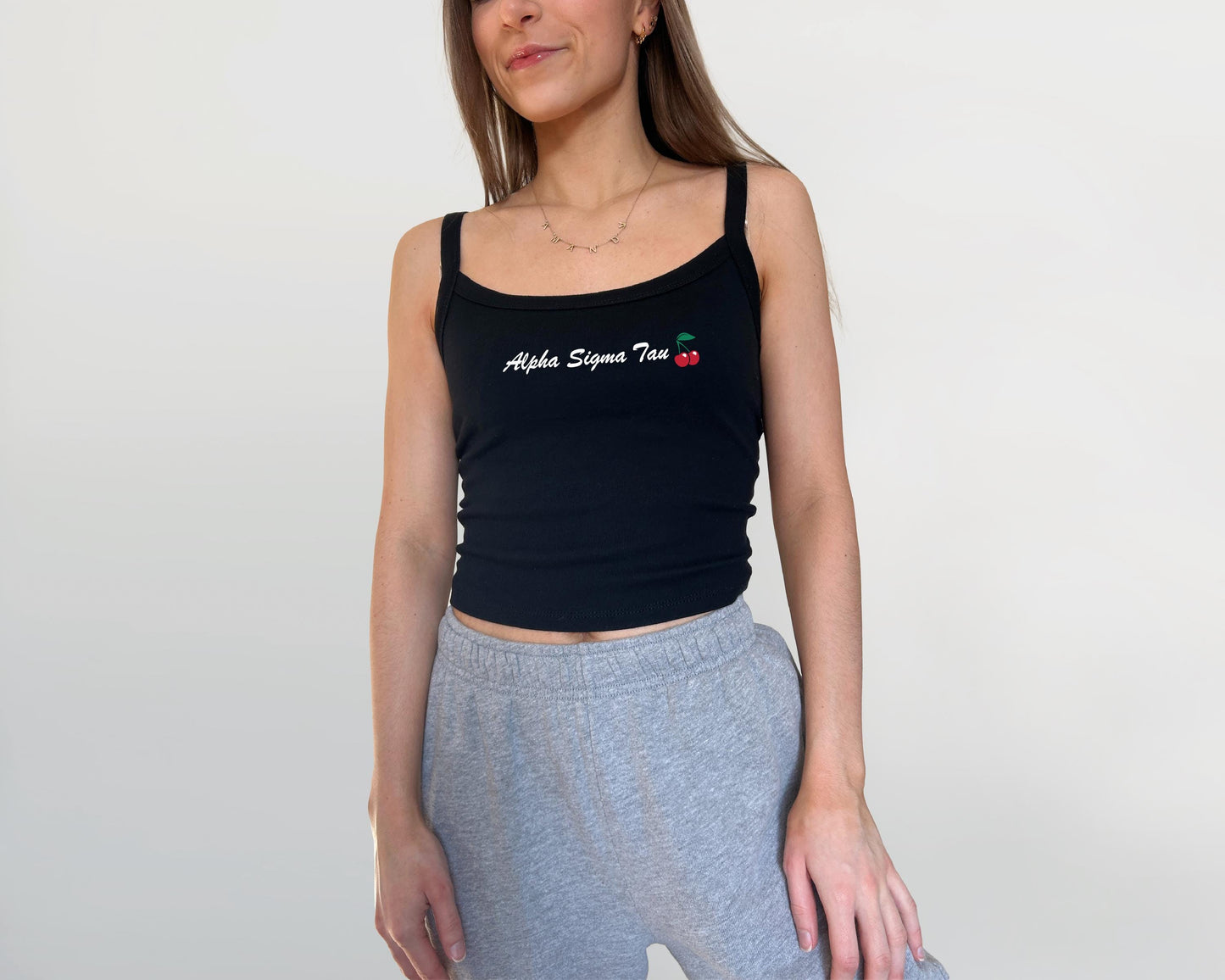 Alpha Sigma Tau Black Cherry Crop Top