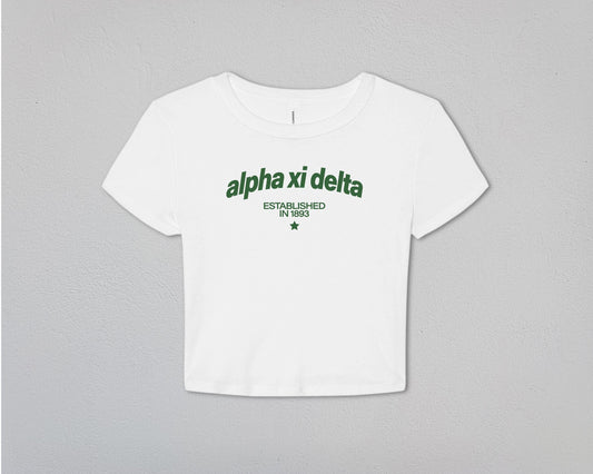 Alpha Xi Delta Evergreen Baby Tee