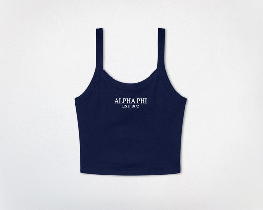 Alpha Phi Midnight Crop Top | Sorority Merch | Custom Sorority Tank Top